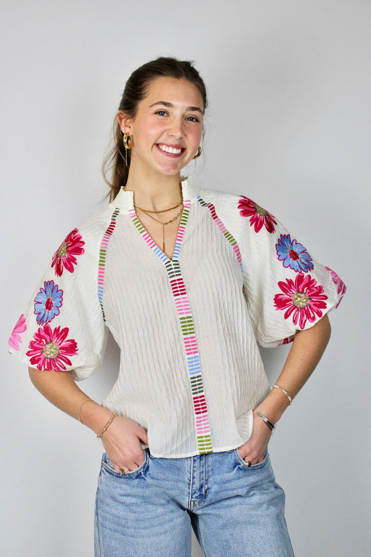 Floral Puff Sleeve Blouse