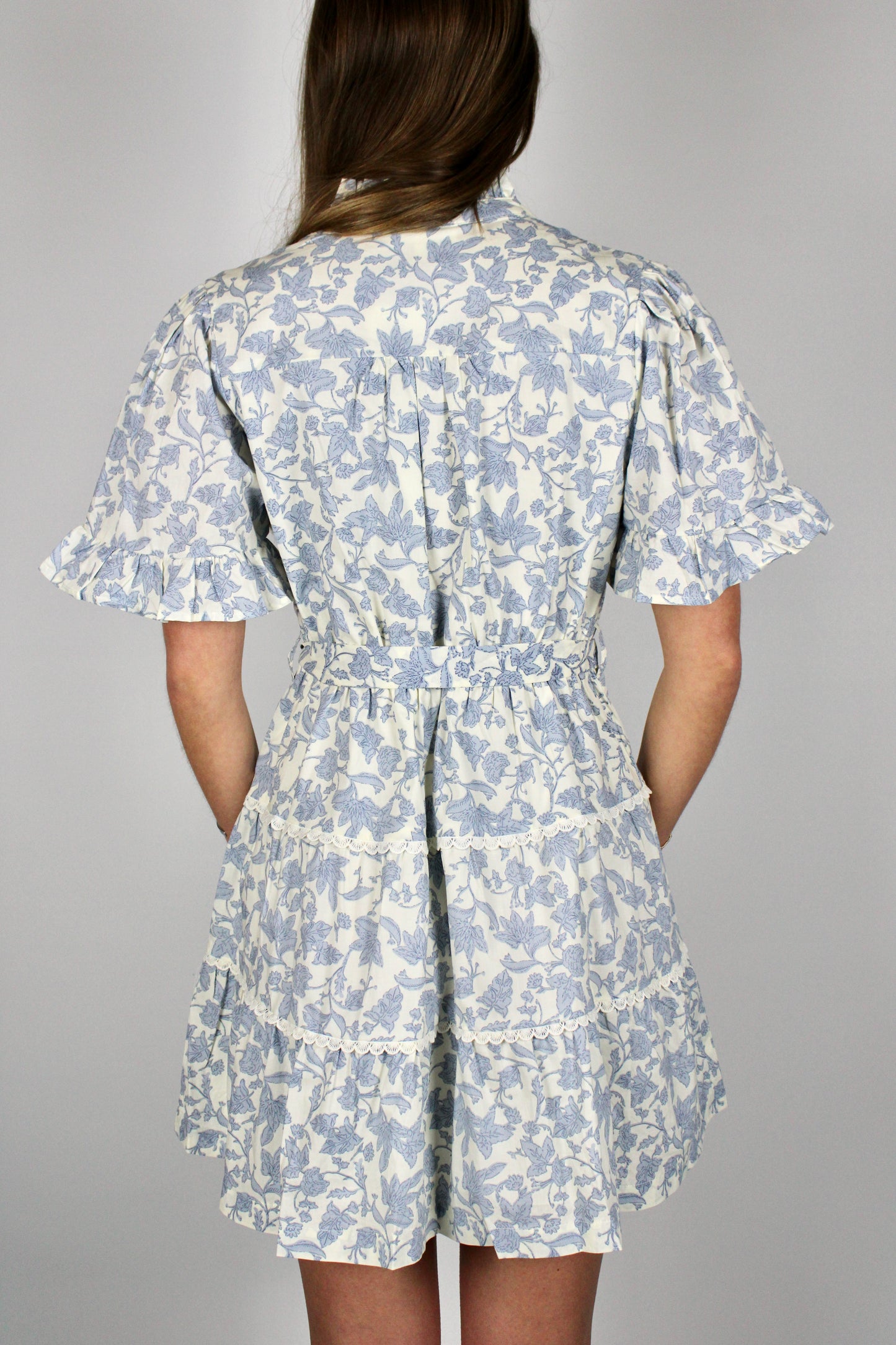 Blue and White Floral Mini Dress