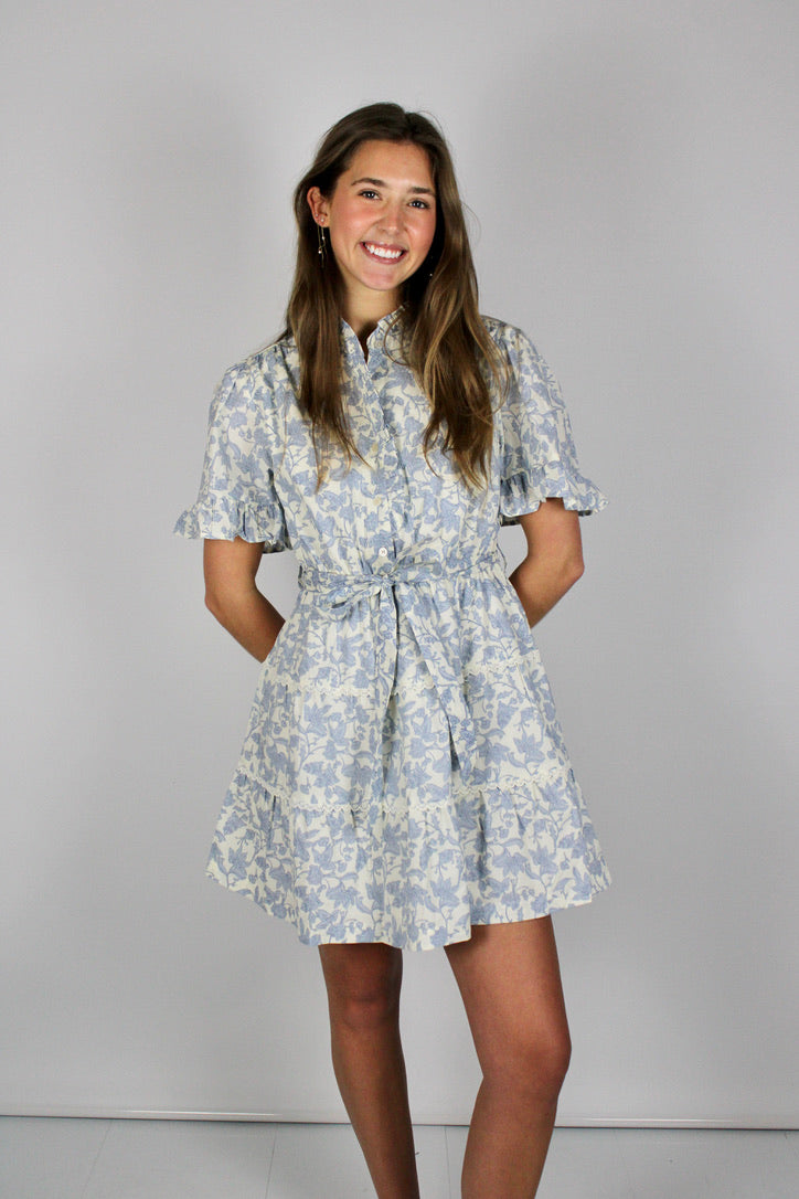 Blue and White Floral Mini Dress Shop At Home Furnishings Blue and White Floral Mini Dress Shop At Home Furnishings