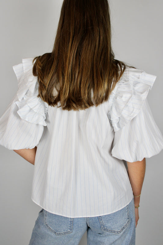 White and Blue Striped Blouse