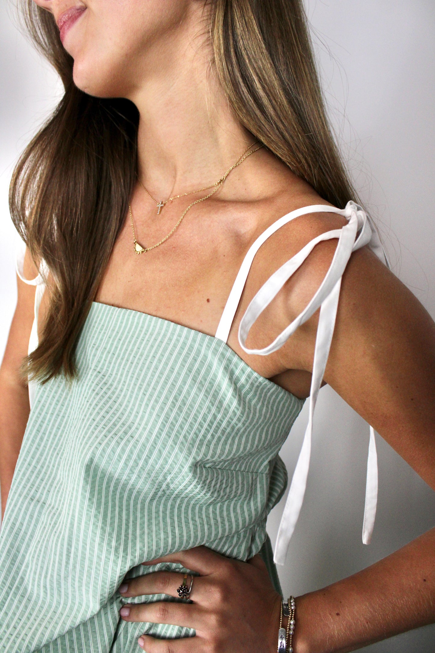 Sage Striped Bubble Maxi