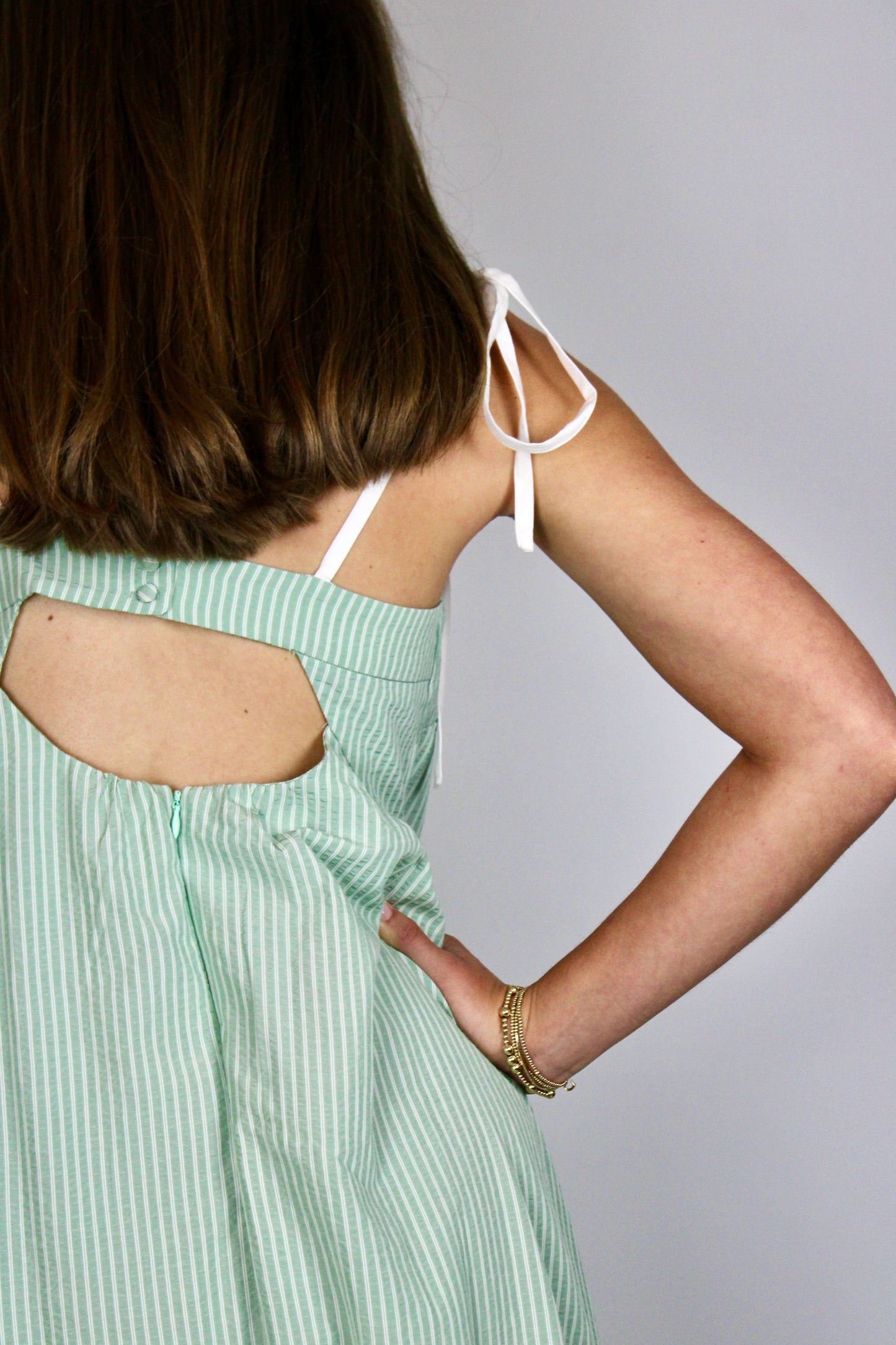 Sage Striped Bubble Maxi