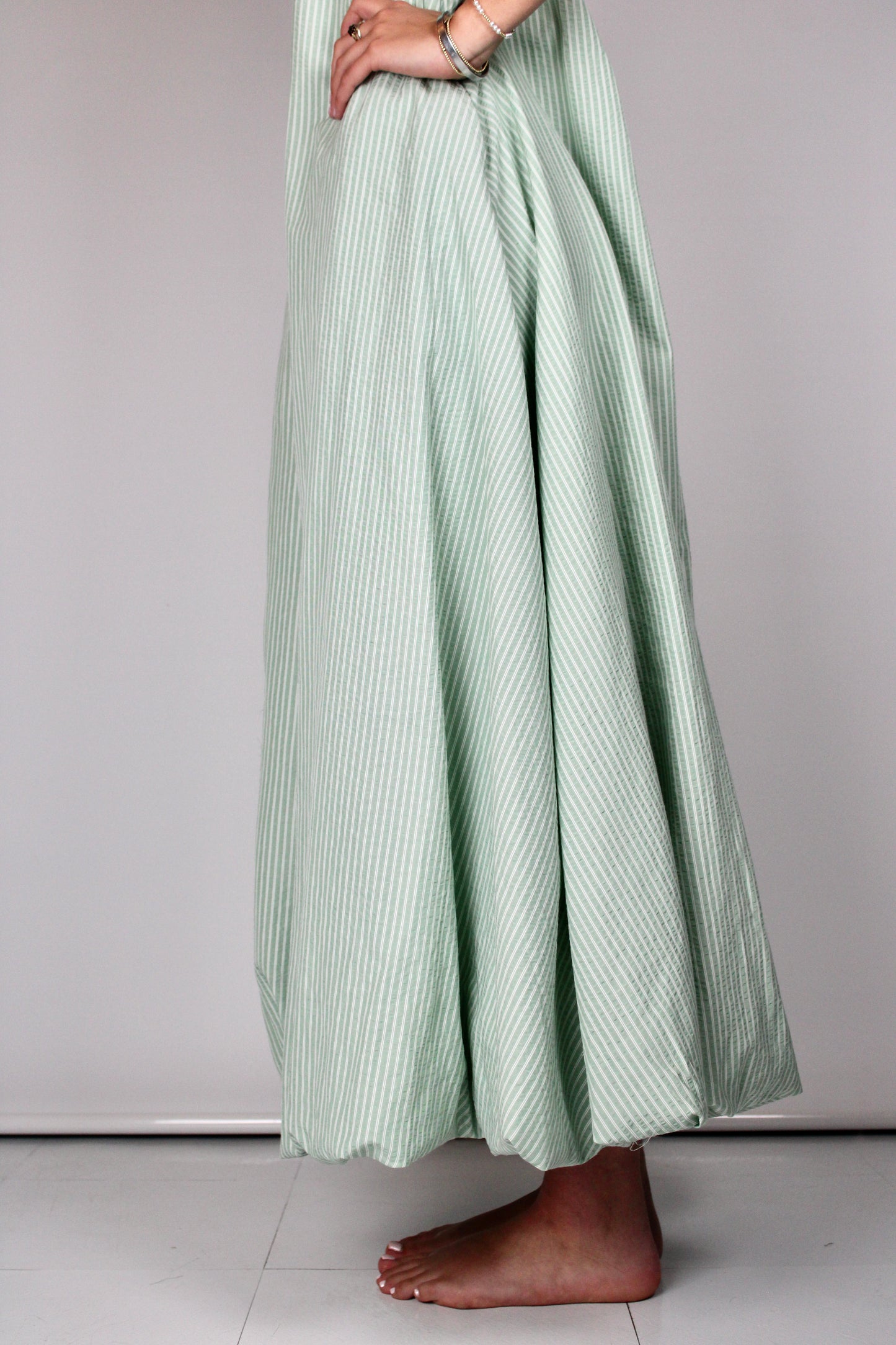 Sage Striped Bubble Maxi