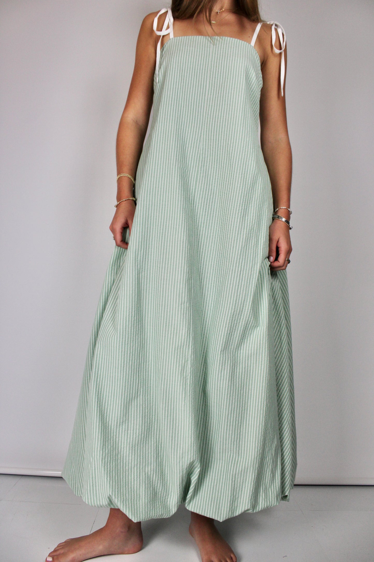 Sage Striped Bubble Maxi