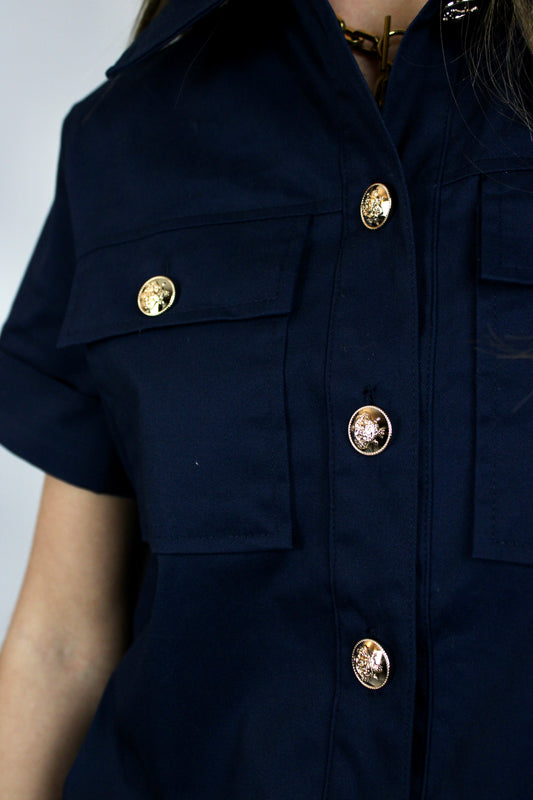 Navy Utility Mini Dress