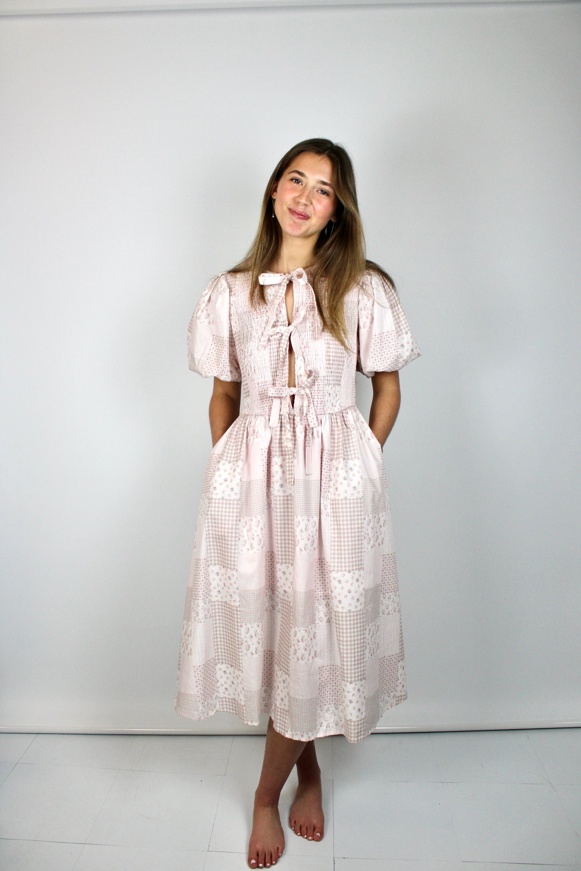 Pink Patchwork Midi Dress Shop At Home Furnishings Pink Patchwork Midi Dress Shop At Home Furnishings