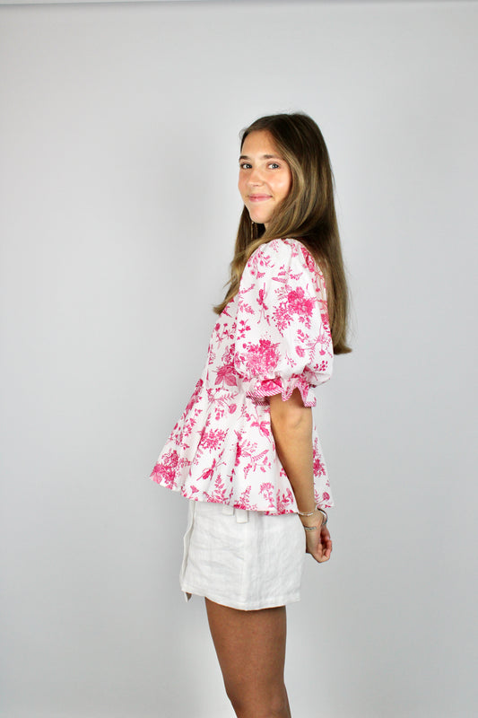 Pink Floral Blouse